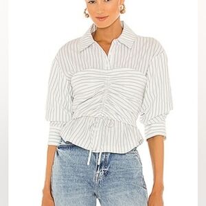 Jonathan Simkhai Sonya Stripe Cotton Jacquard Top en Tide Stripe